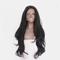 24" Lace Front Synthetic Wig in Black, Long Wavy