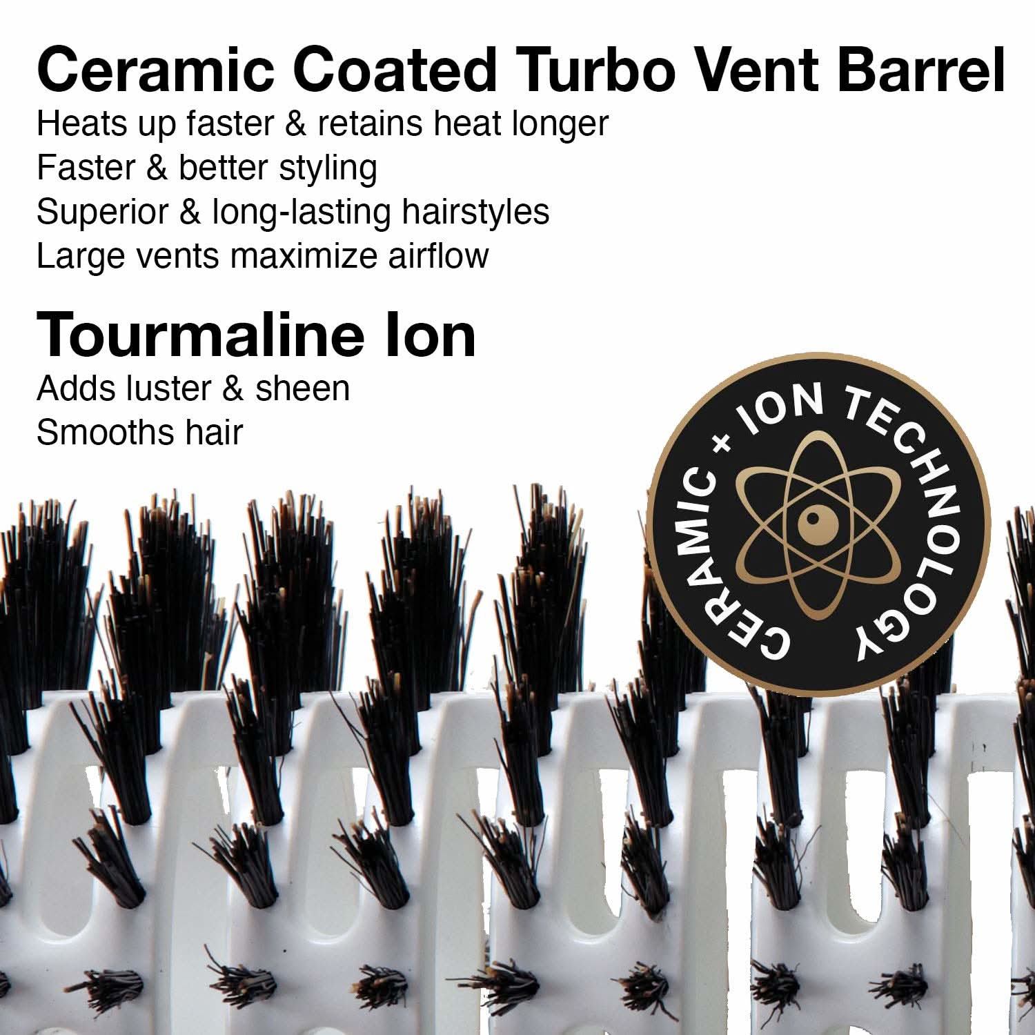 Olivia Garden Ceramic and Ion Turbo Vent 100% Boar Bristle Round Hair Brush CI-BR (4 1/2")