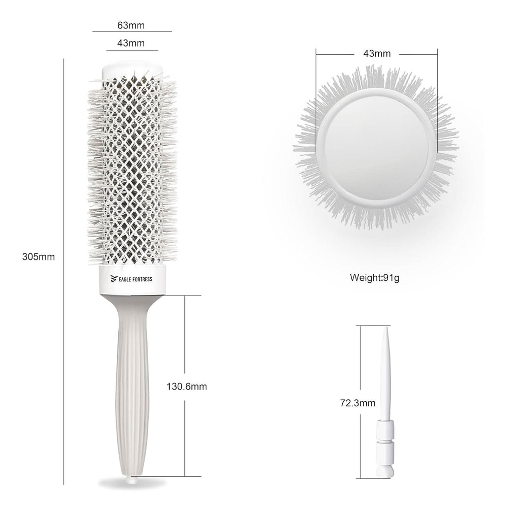 Eagle Fortress XL Ceramic + Ionic Round Hair Brush 1.69 in - Grey