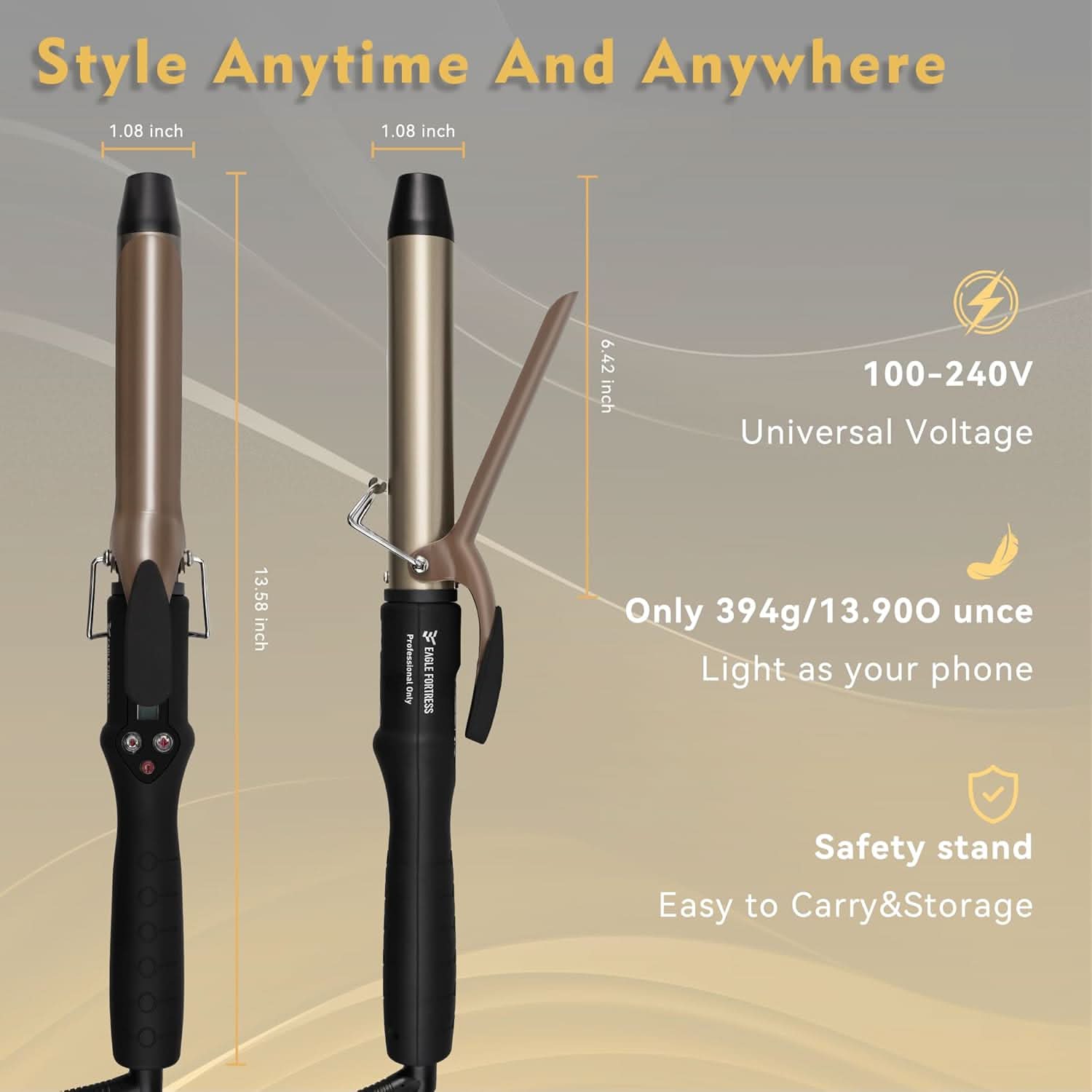 Eagle Fortress 1" Ceramic Curling Iron - Curling Wand JPA010
