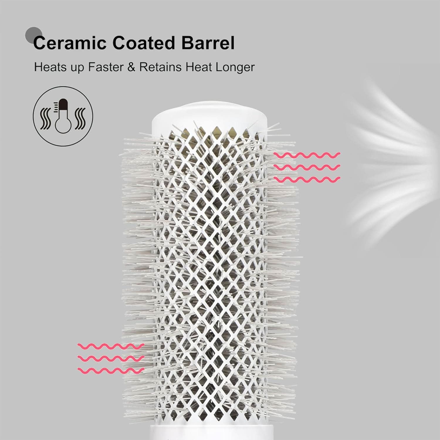 Eagle Fortress XL Ceramic + Ionic Round Hair Brush 2 inch - Grey