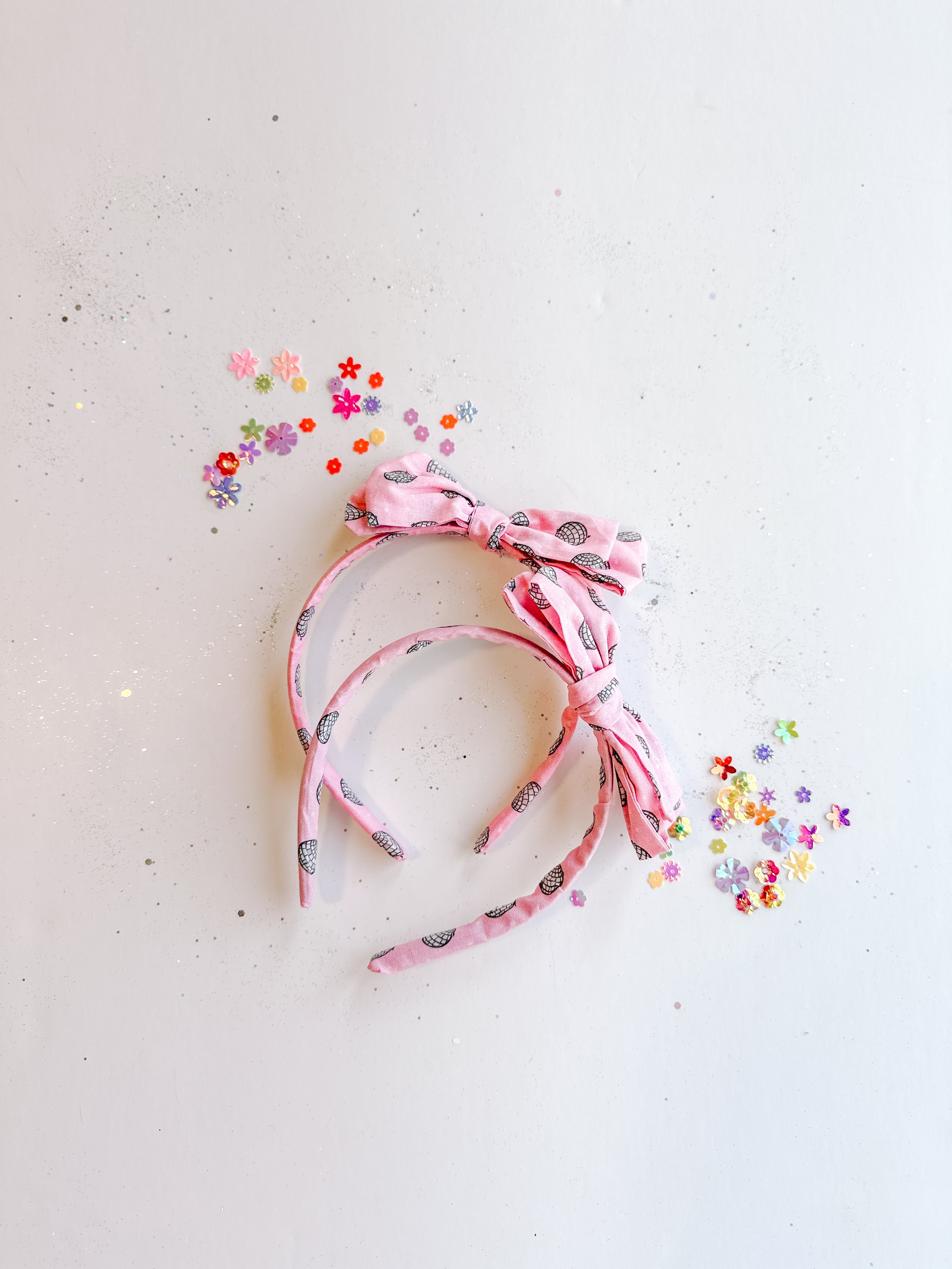 Pink Disco Bow Headband
