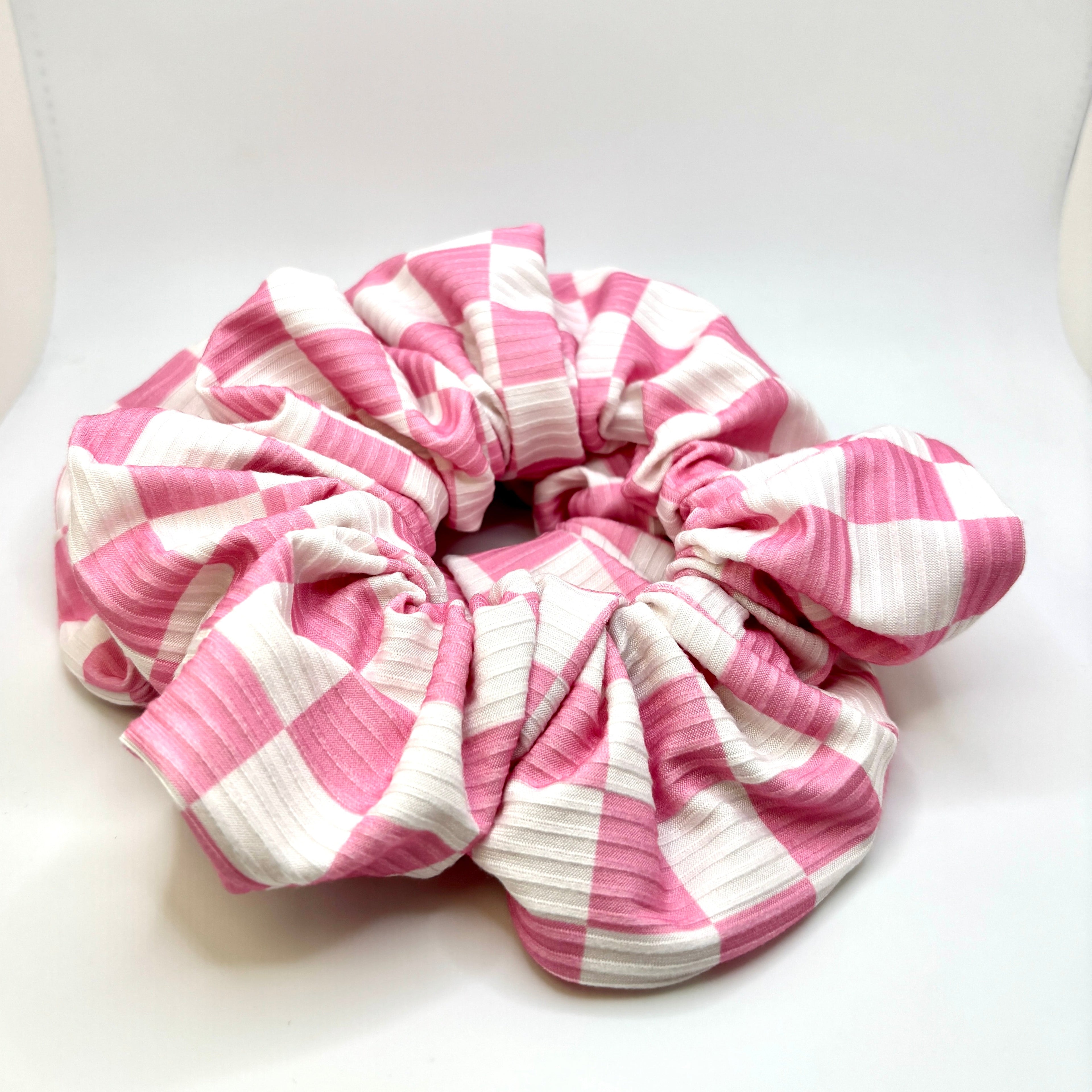 Pink Checkered Summer Scrunchie