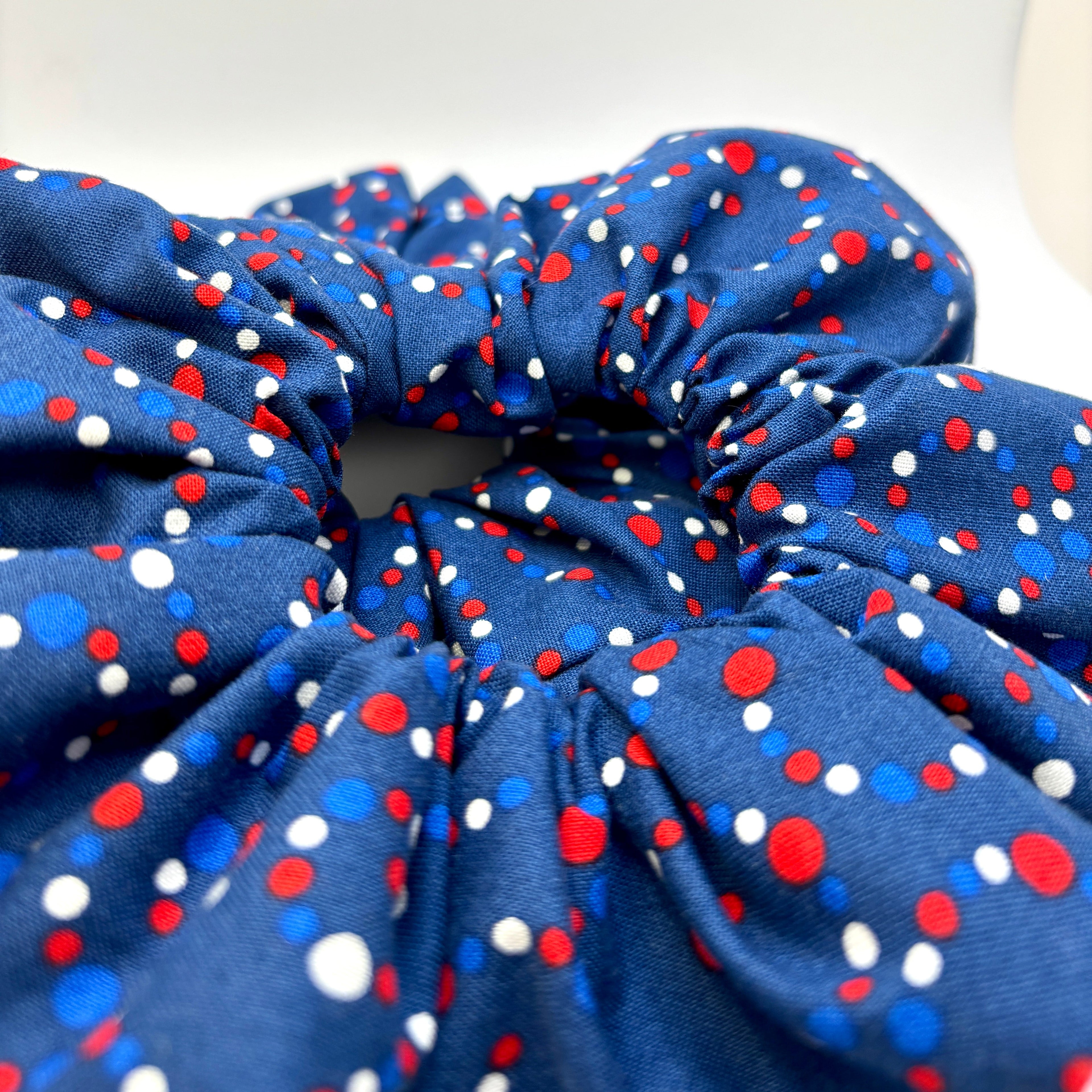 Navy Patriotic Dotted Scrunchie