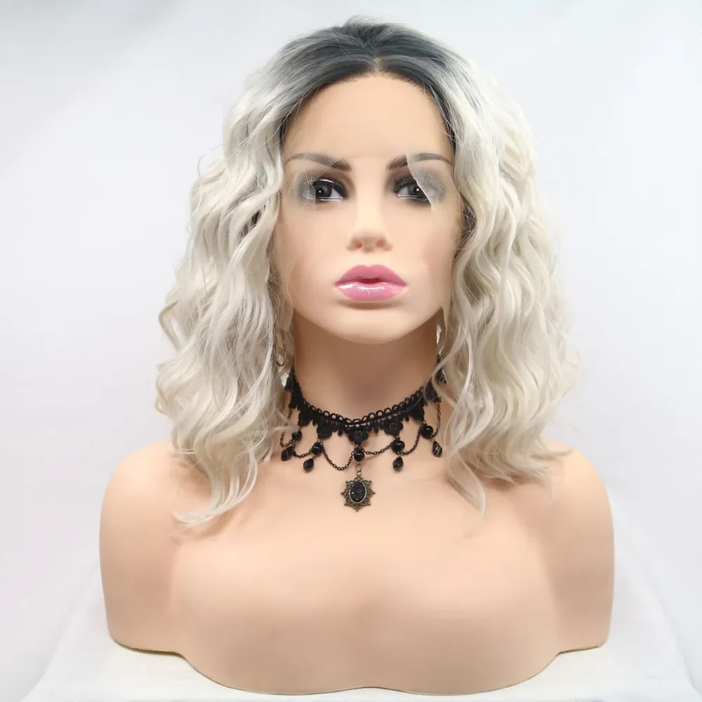 12" Lace Front Synthetic Wig, Mid-Length Wavy