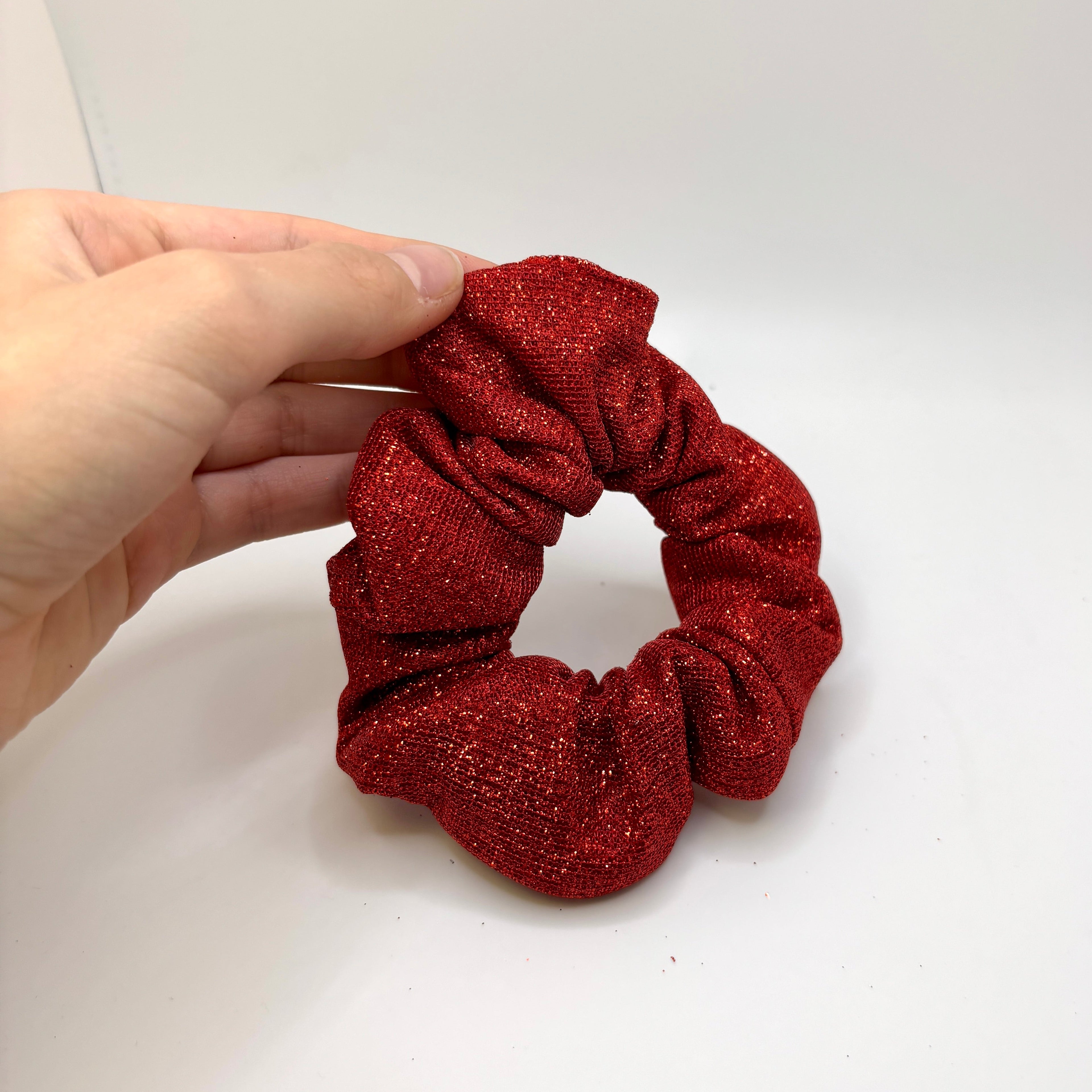 Mini Bright Red Sparkle Scrunchie