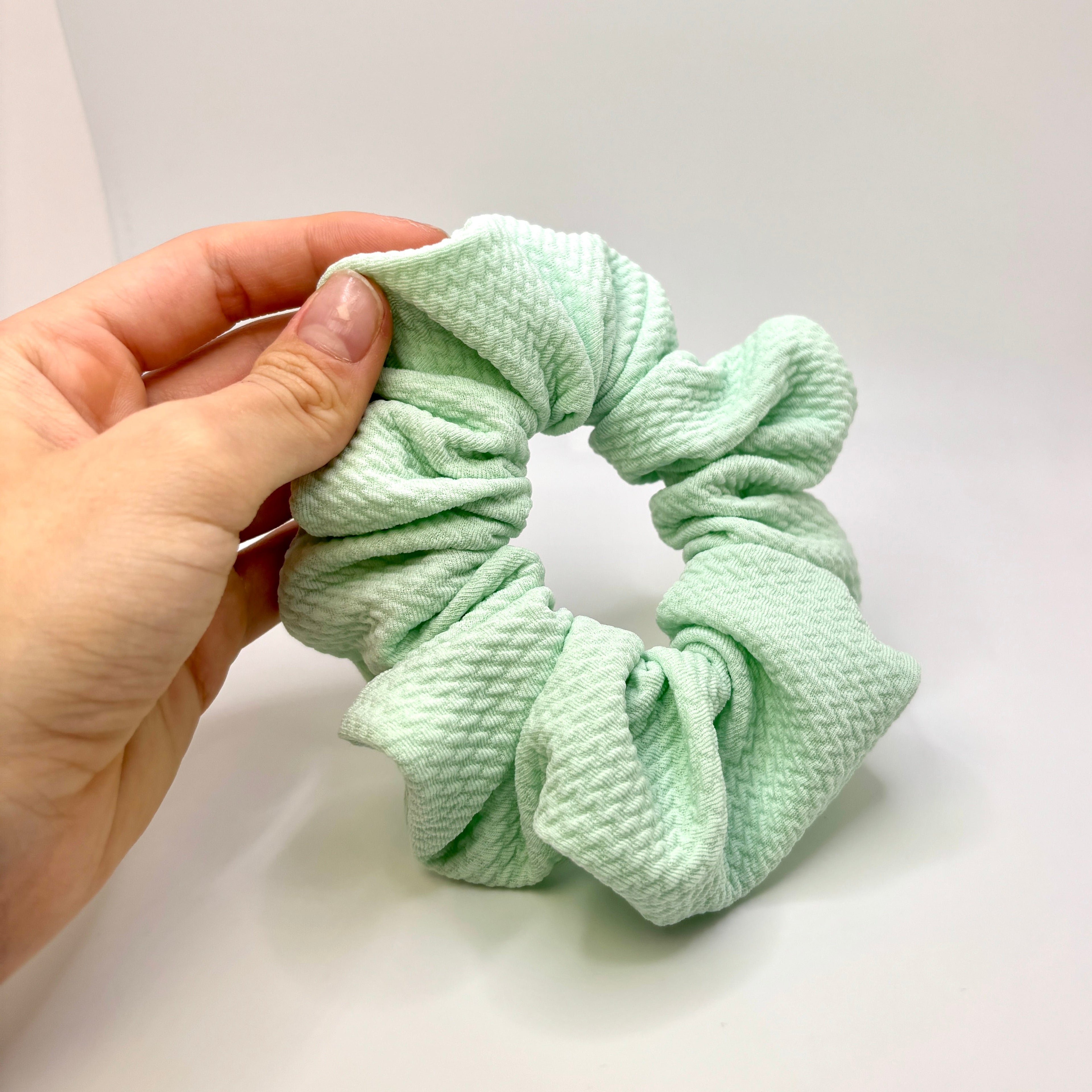 Mini Mint Green Bullet Scrunchie