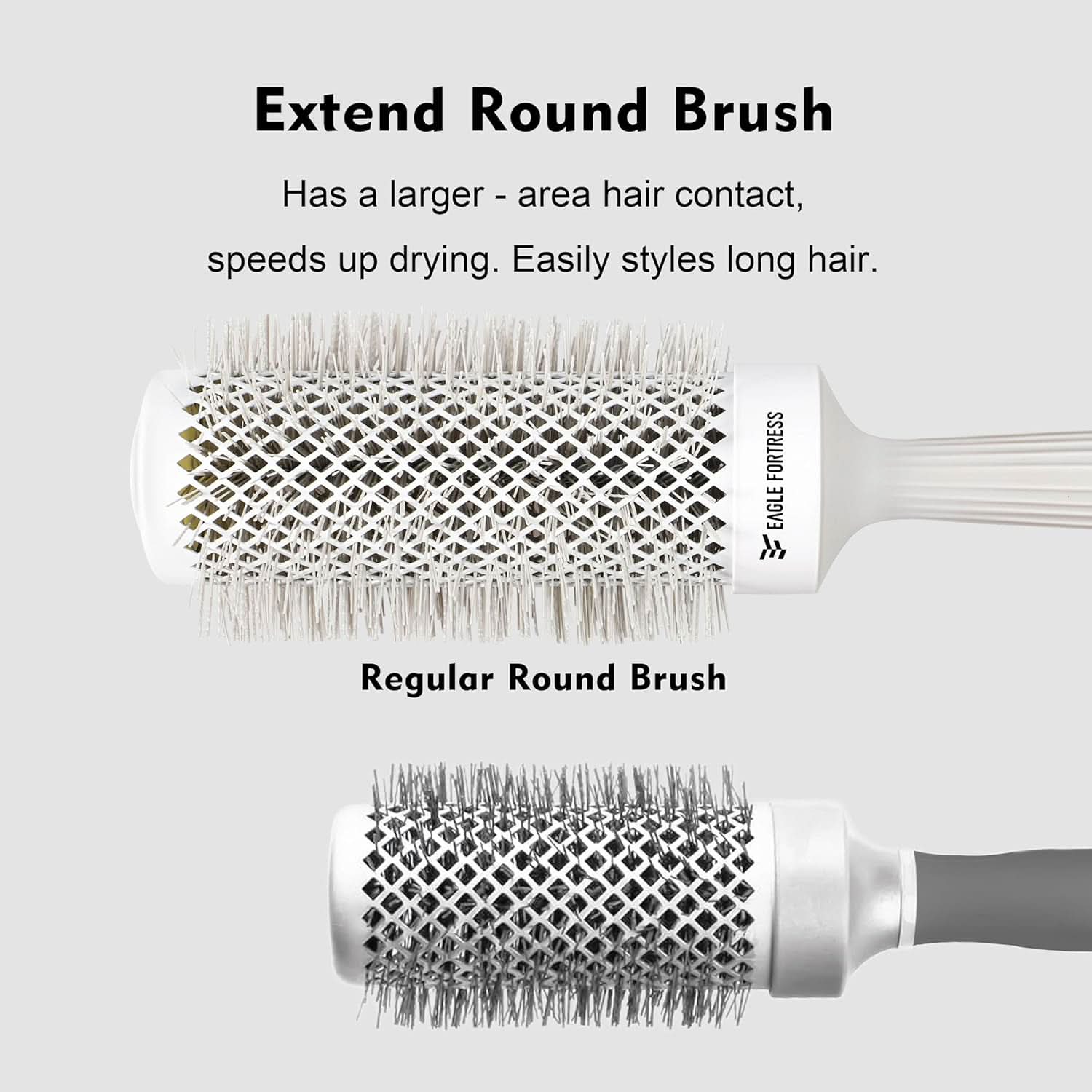 Eagle Fortress XL Ceramic + Ionic Round Hair Brush 2 inch - Grey