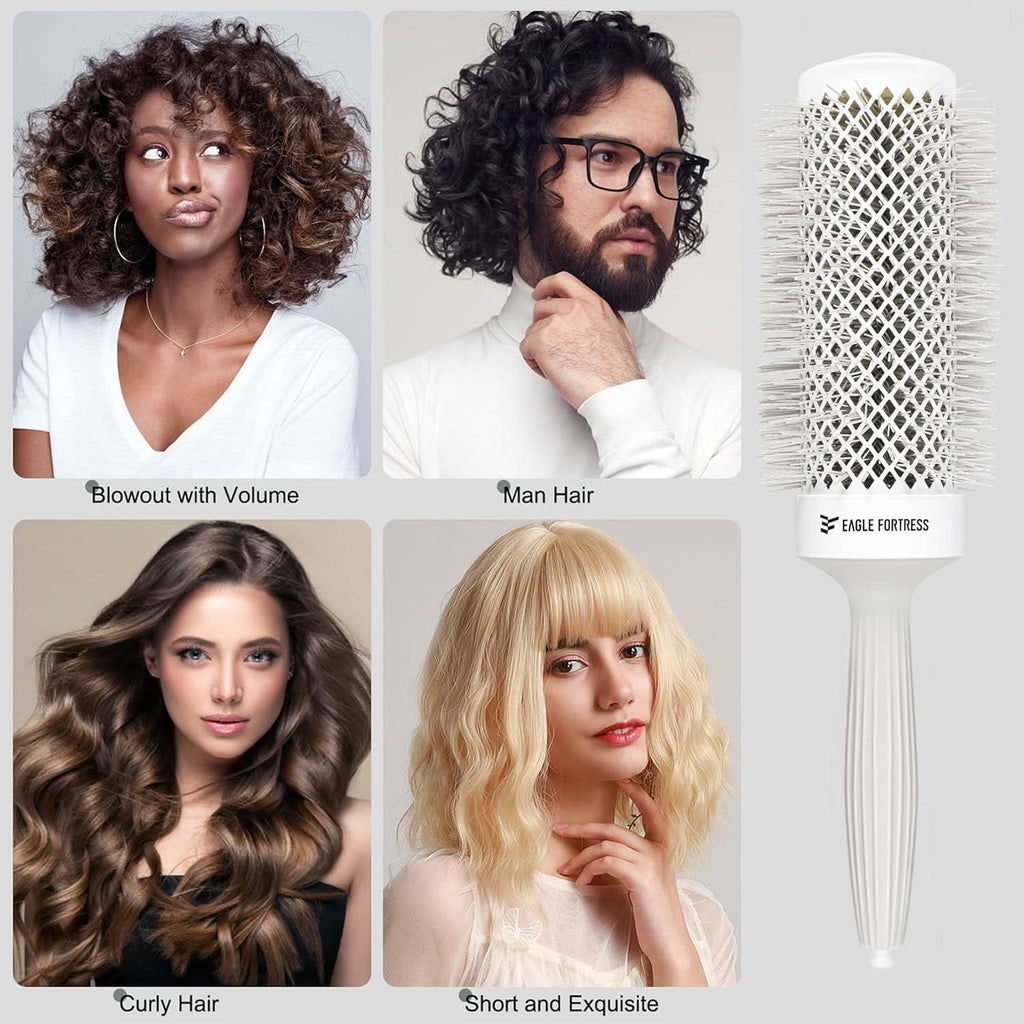 Eagle Fortress XL Ceramic + Ionic Round Hair Brush 2 inch - Grey