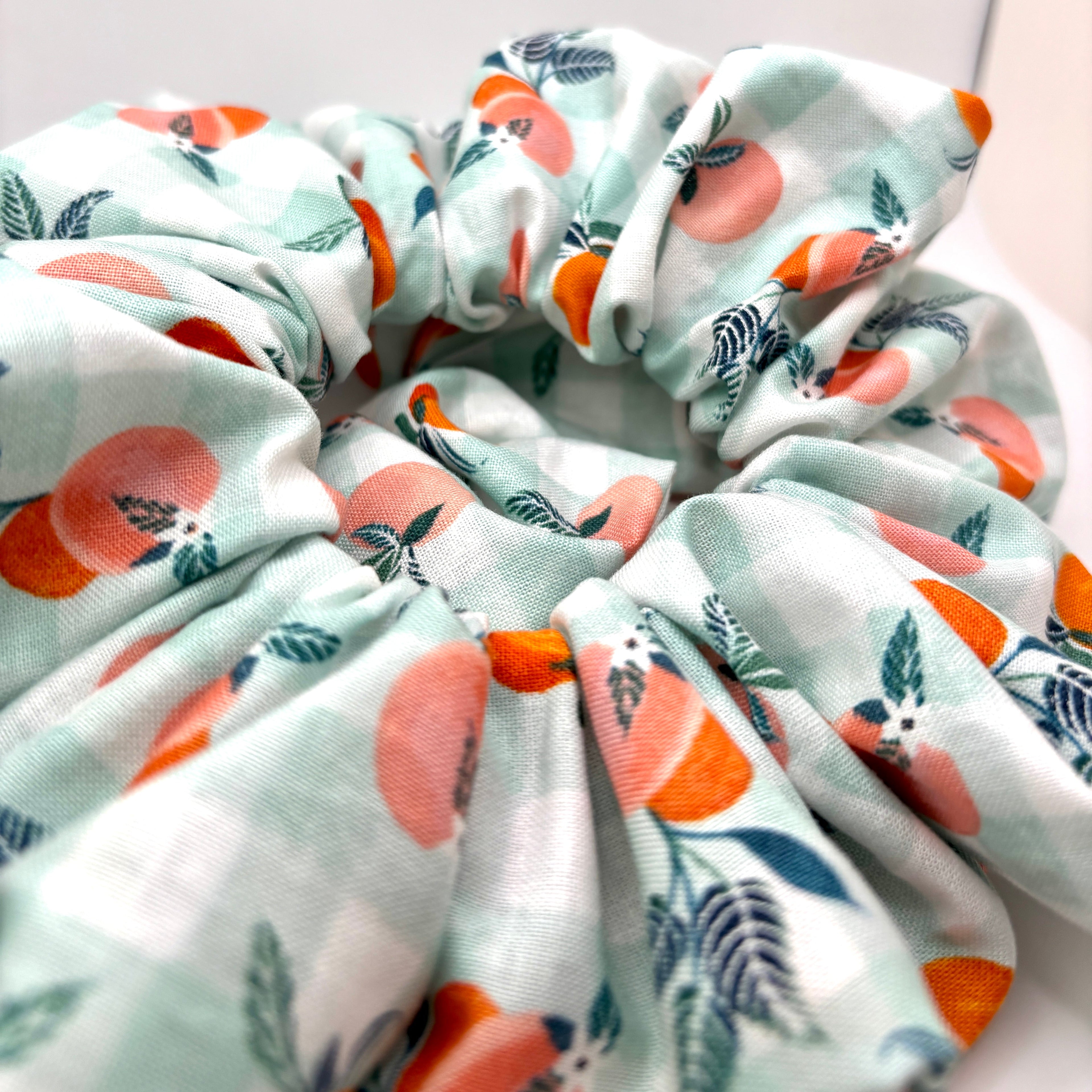Peach Gingham Summer Scrunchie