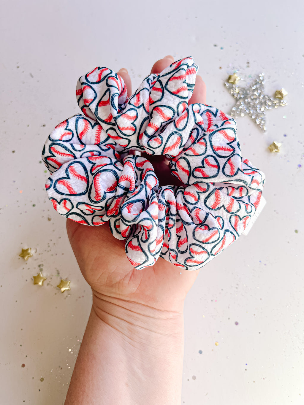 Baseball Hearts Regular Scrunchy