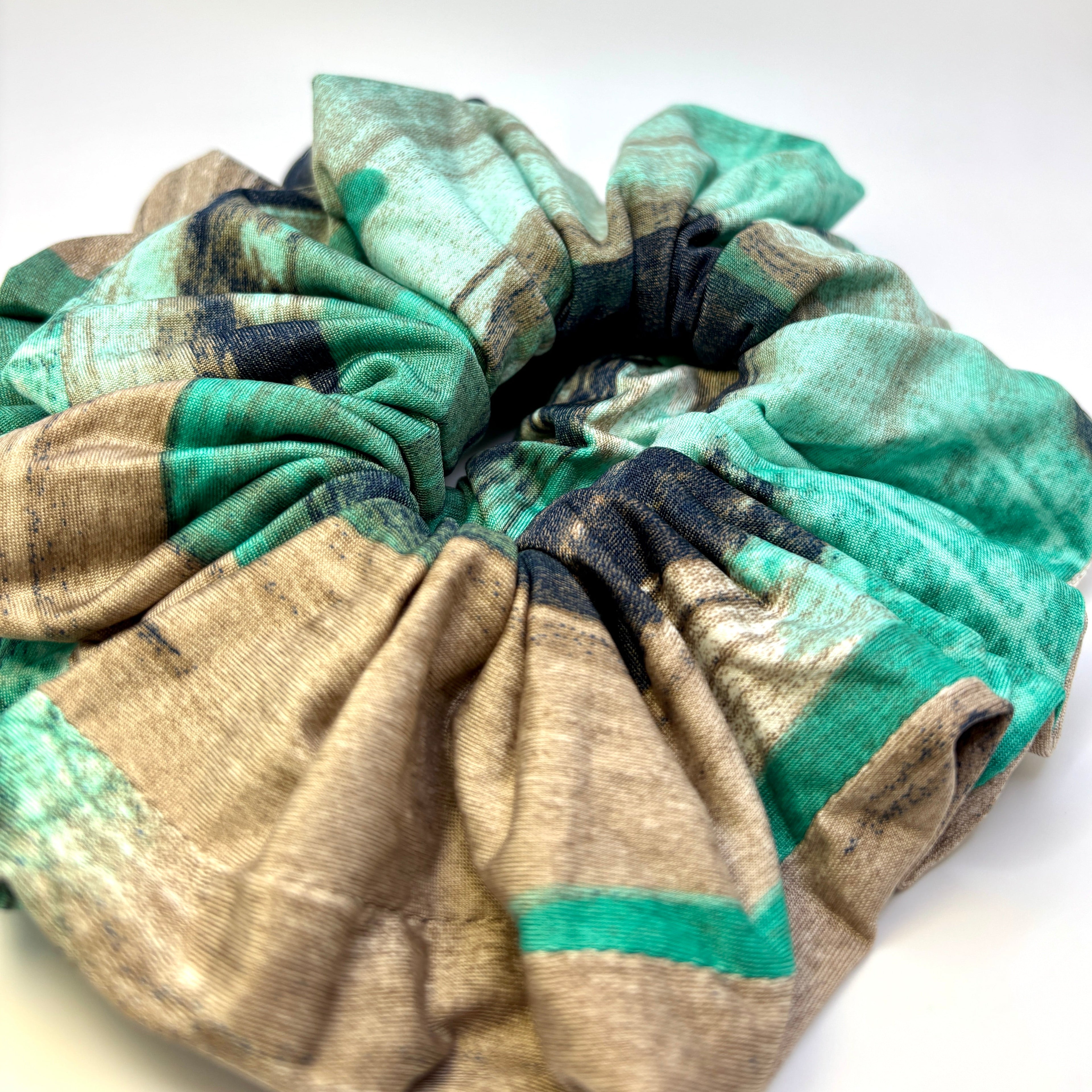 Teal Marble Scrunchie
