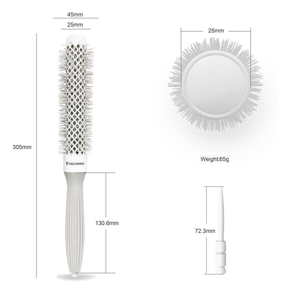 Eagle Fortress XL Ceramic + Ionic Round Hair Brush 1.26 in, Grey