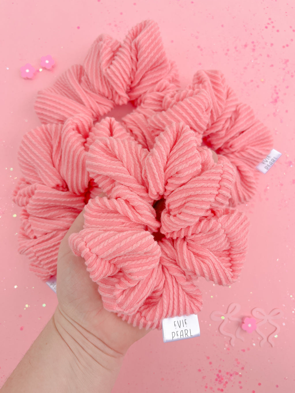Sunkist Coral Ribbed Scrunchy