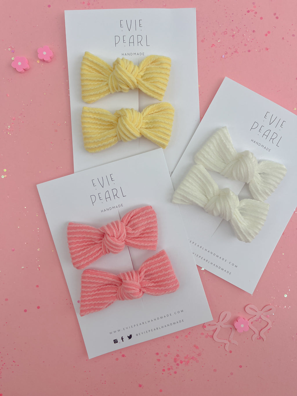 Butter Yellow Ribbed Knot Bow Pigtails