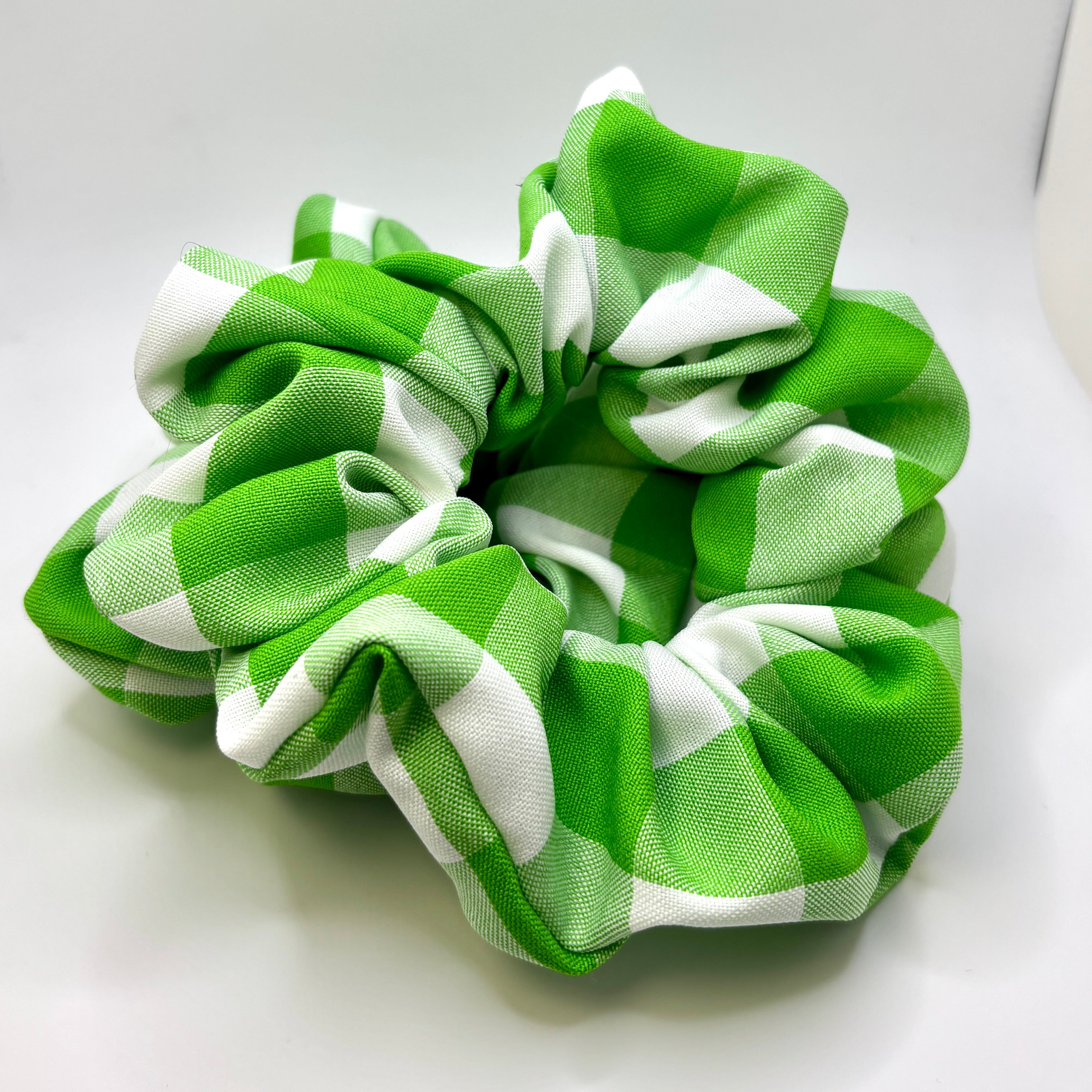 Green Gingham Summer Scrunchie