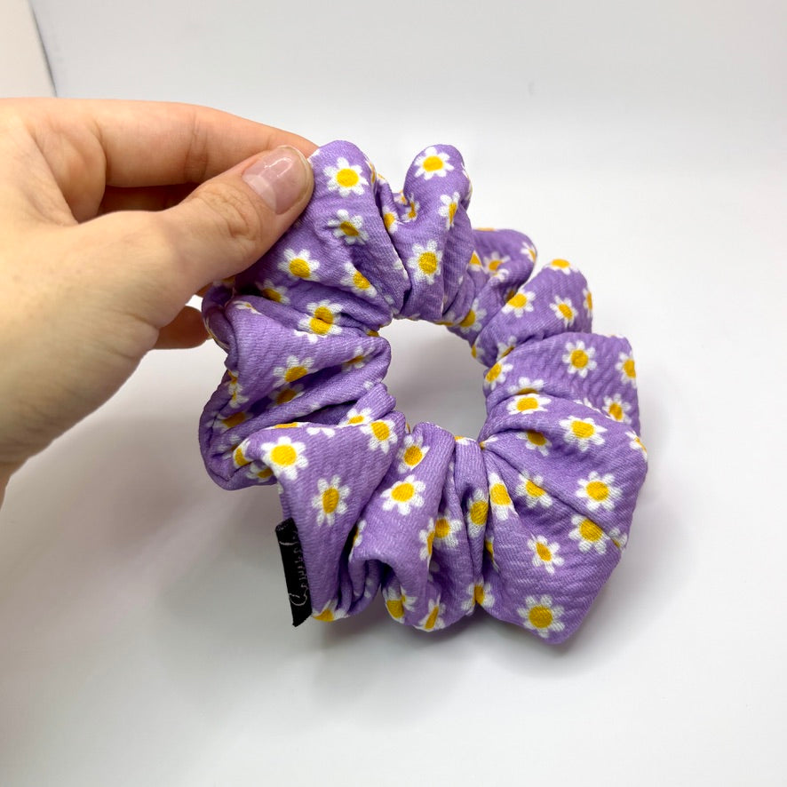 Mini Purple Daisy Spring Bullet Scrunchie