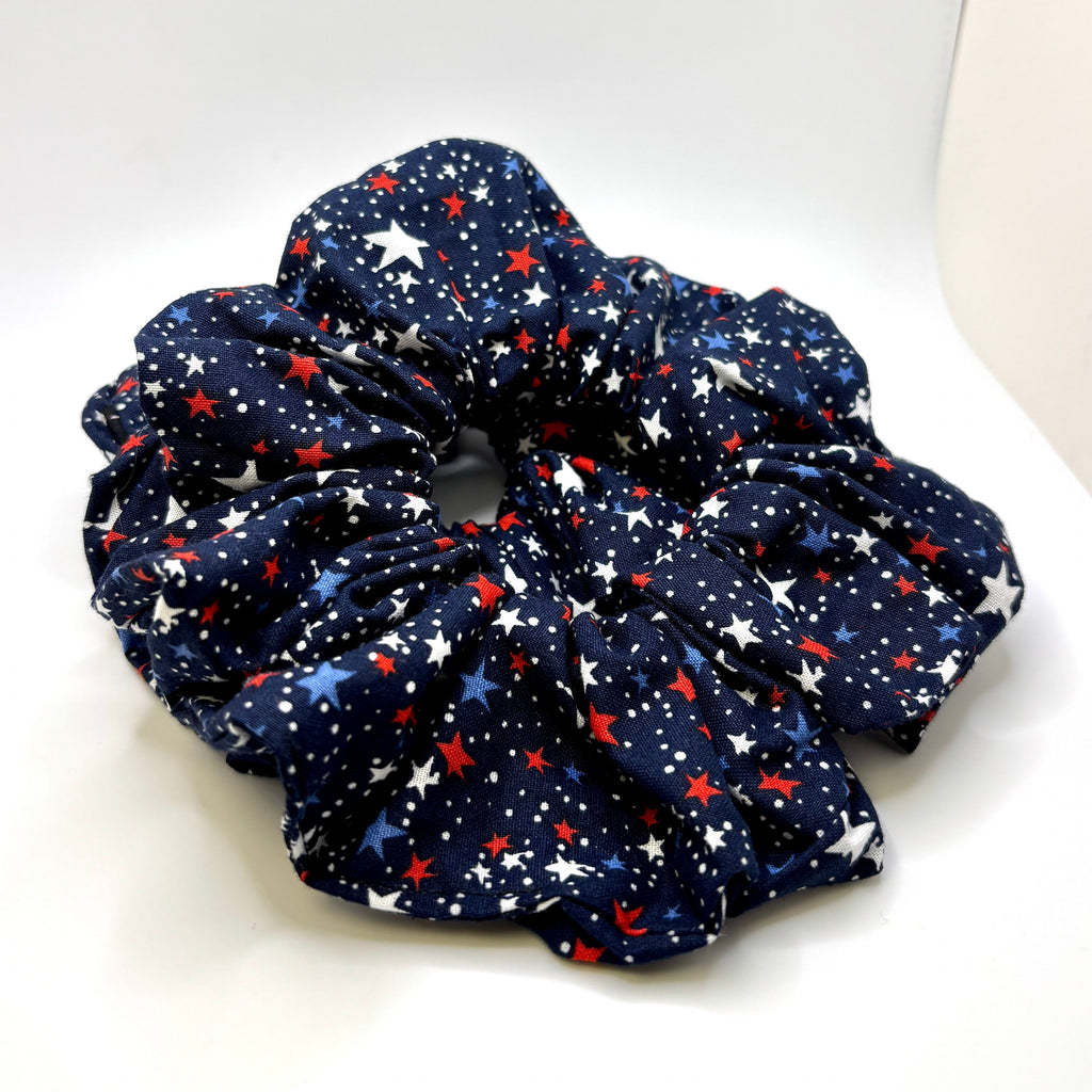 Navy Stars Patriotic Scrunchie