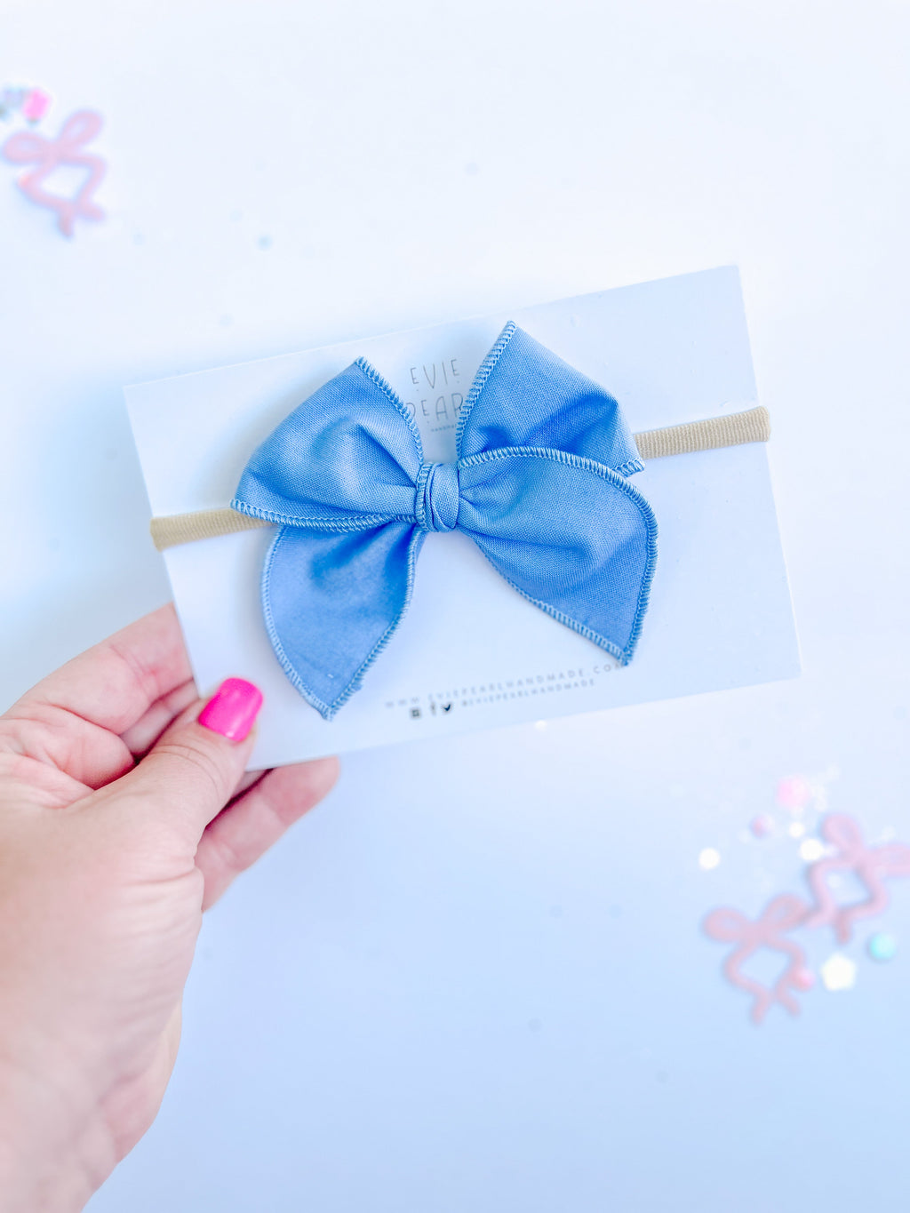 Blue Solid Small Bow