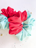 Teal | Red Colorblock Regular Scrunchy