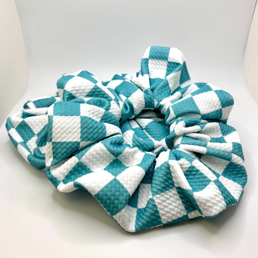 Blue Checkered Bullet Scrunchie