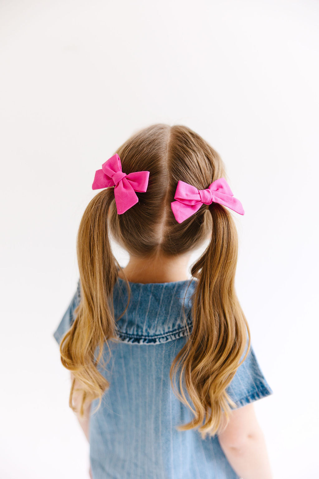 Red Mini Solid Pinwheel Pigtail Bow Set