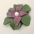 Women's Pearl Accent Bling Studded Flower Pin Brooch Alligator Snap Hair Clip