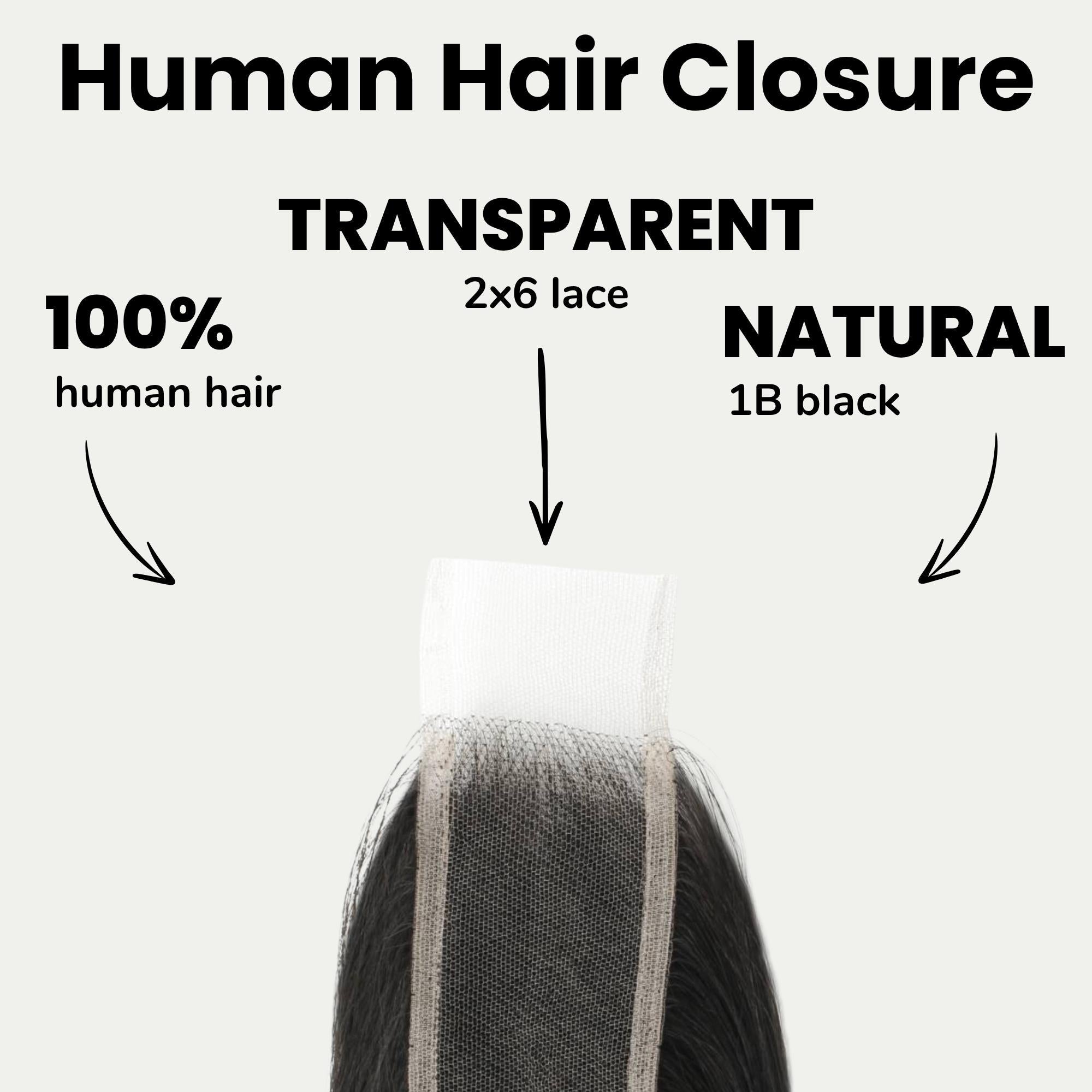 Brazilian Silky Straight 2x6 Transparent Lace Human Hair Closure