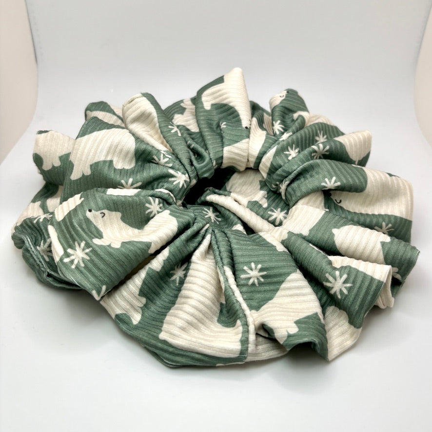 Snowflake Polar Bear Ribbed Scrunchie