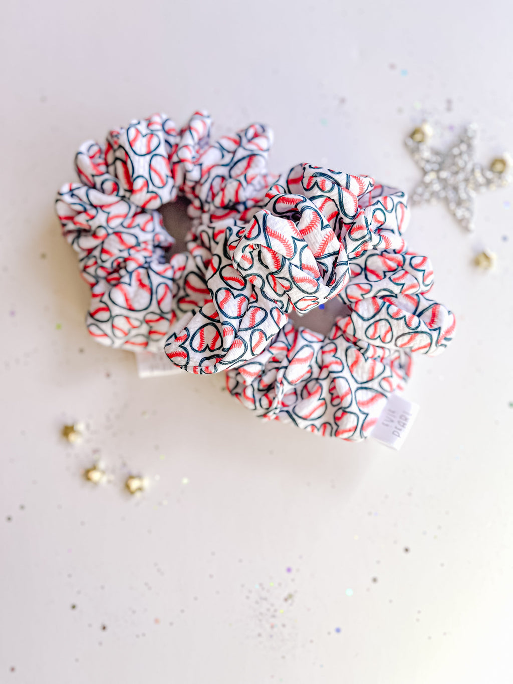 Baseball Hearts Regular Scrunchy