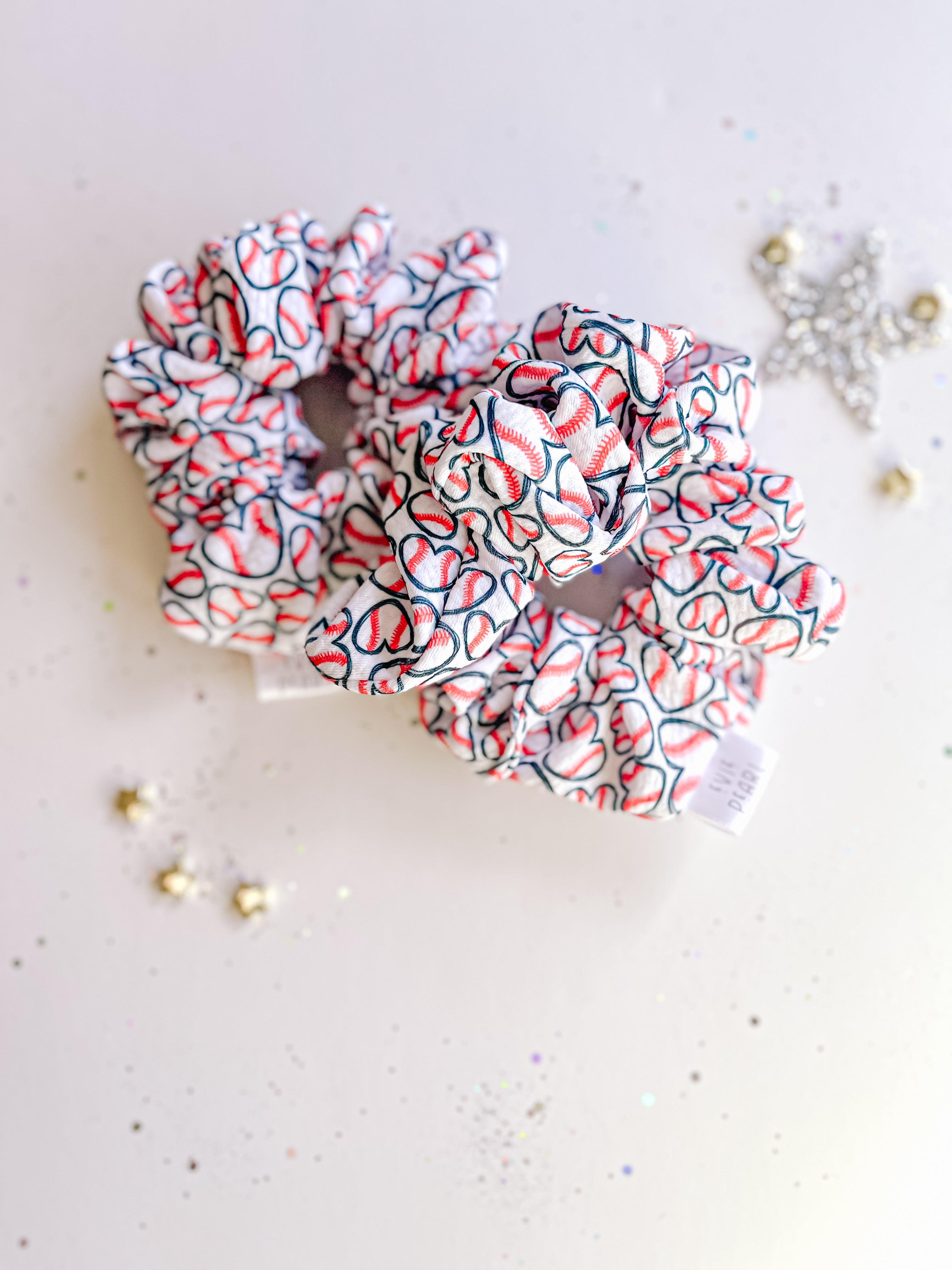 Baseball Hearts Regular Scrunchy