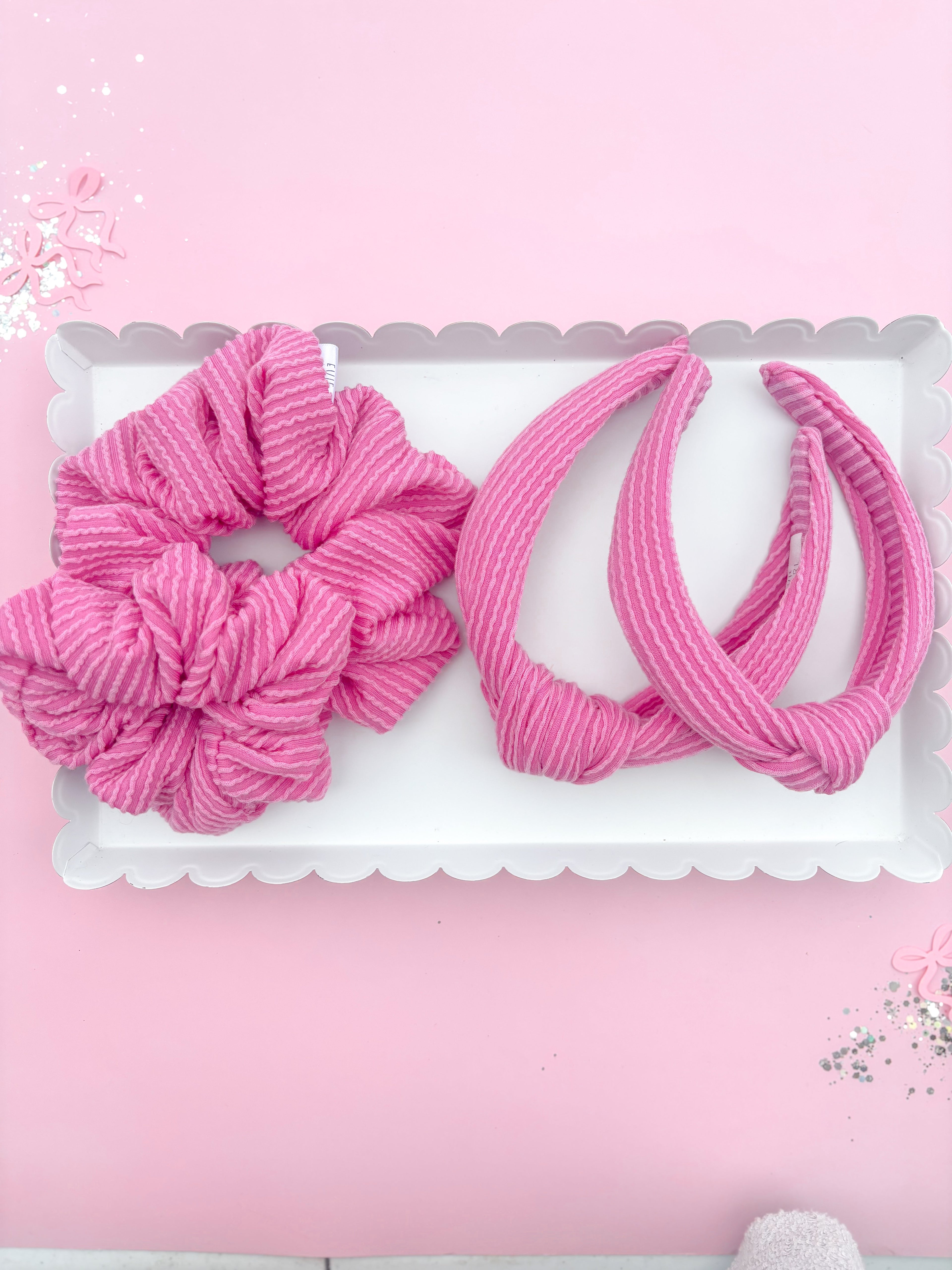 Taffy Pink Ribbed Knotted Headband