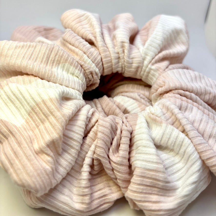 Light Pink Tie Dye Ribbed Scrunchie