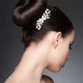 Flower Leaf Branch CZ tone Embellished Hair Comb