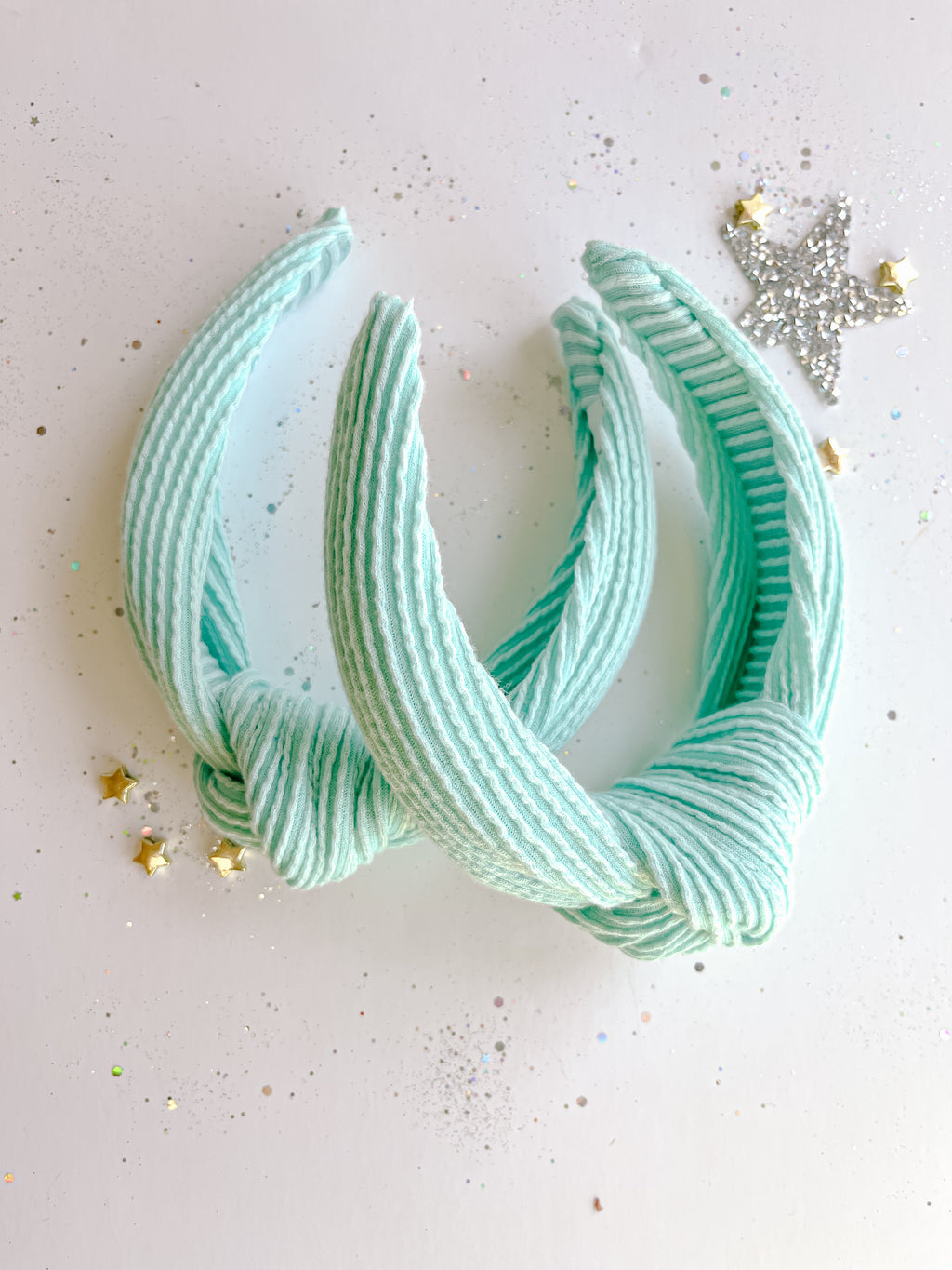 Teal Ribbed Knotted Headband