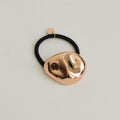Large Pebble-Shaped Metal Hair Tie | Gold