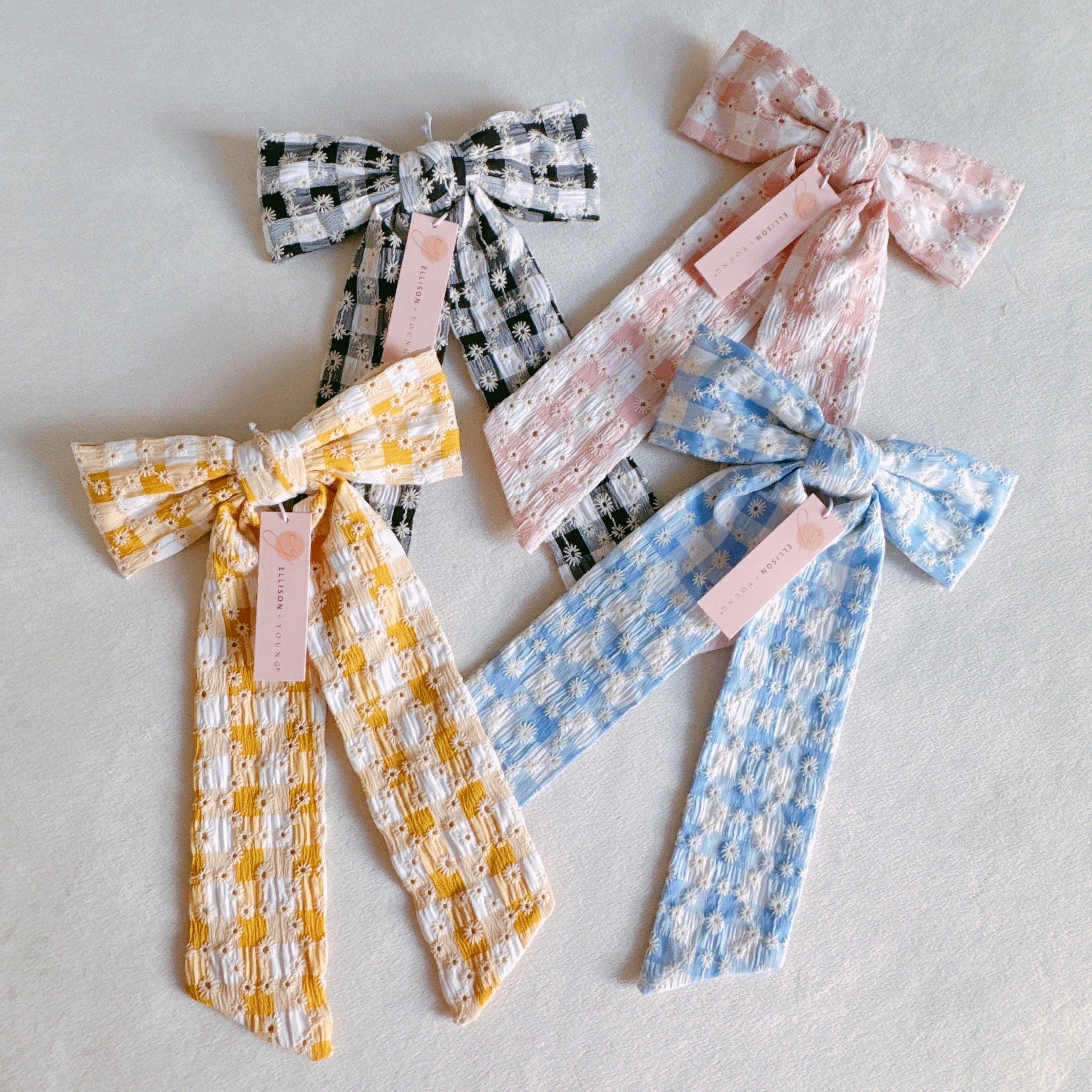 Daisy Picnic Gingham Bow Hair Clip