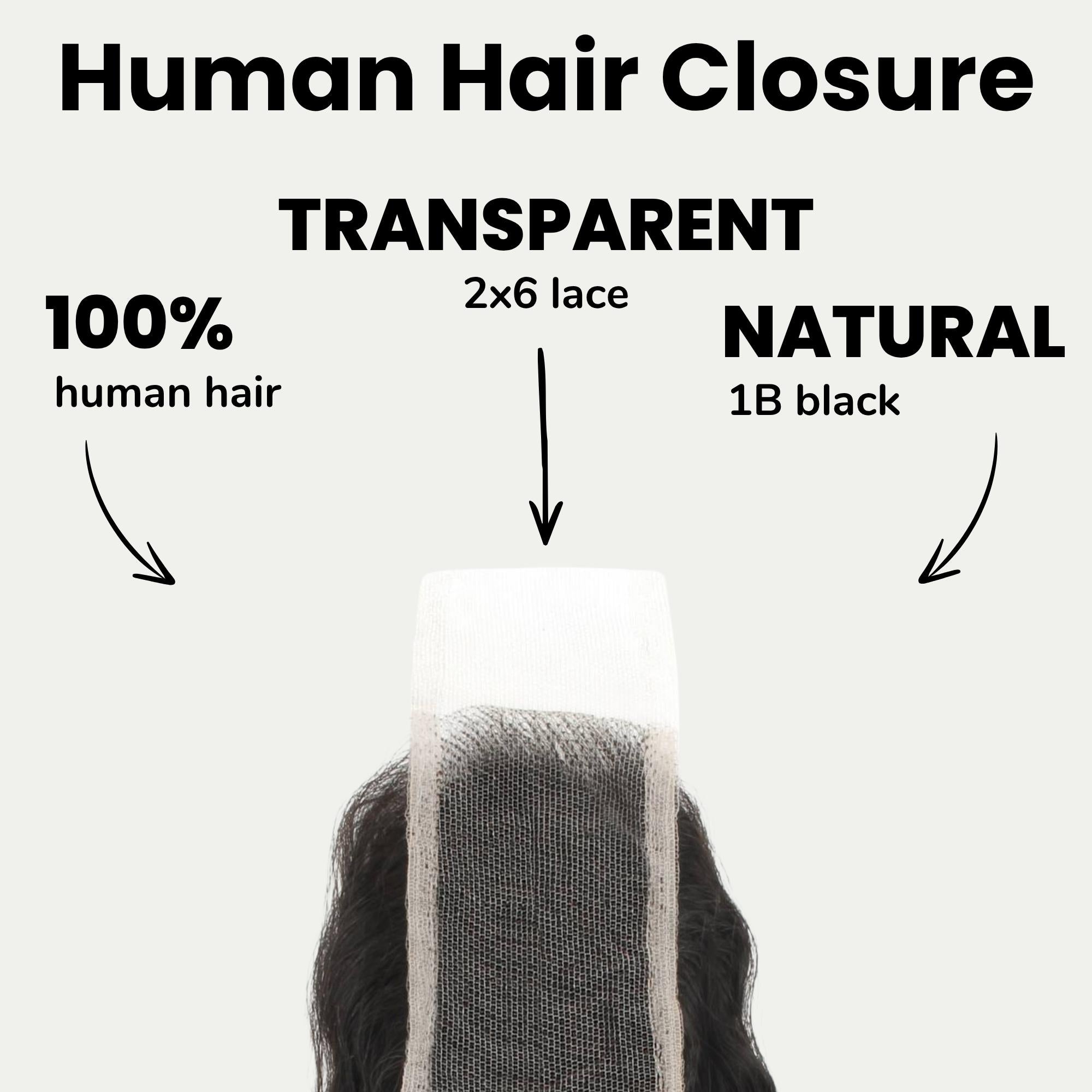 Deep Wave 2x6 Transparent Lace Human Hair Closure