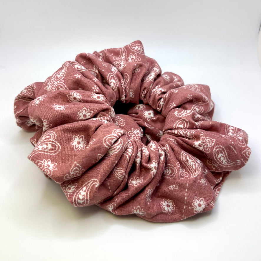 Dusty Rose Paisley Scrunchie