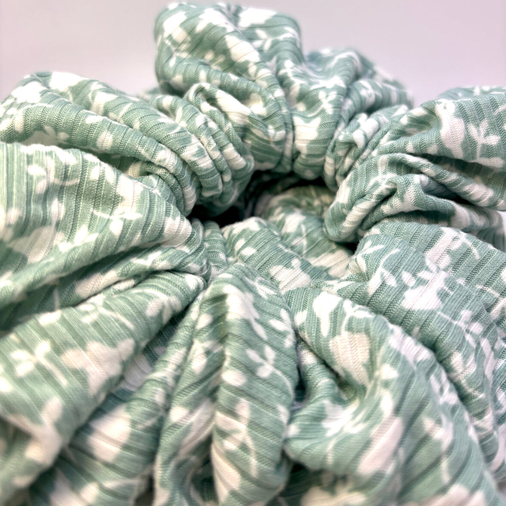 White Leaf Sage Ribbed Scrunchie