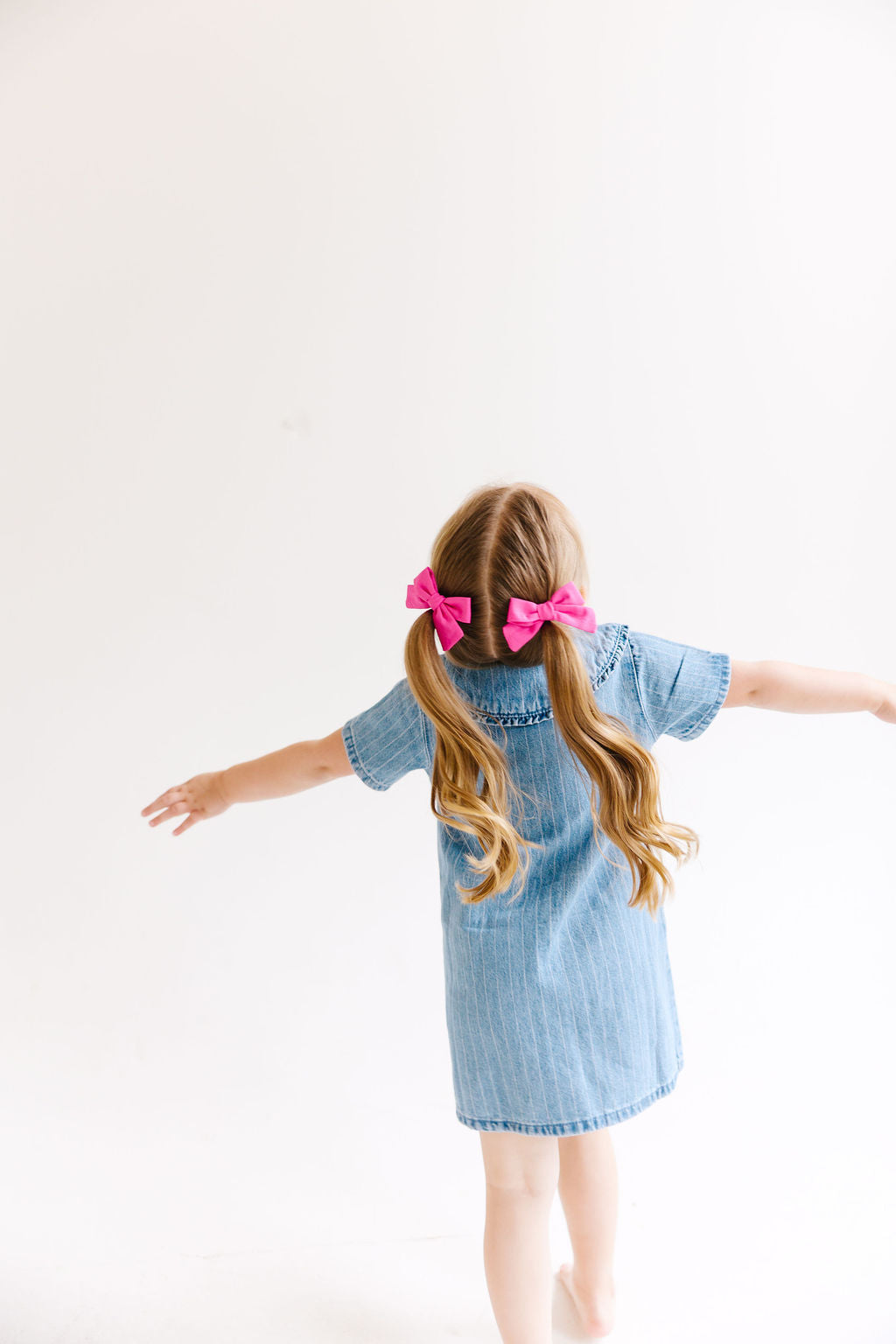 Blue Mini Solid Pinwheel Pigtail Bow Set