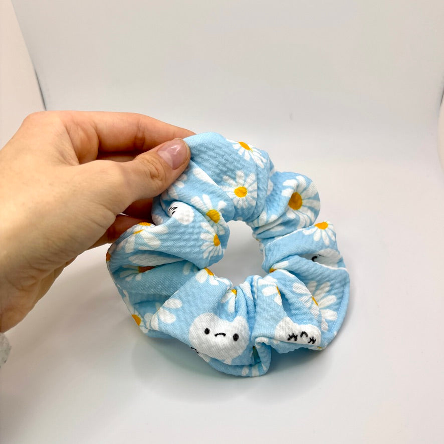Mini Blue Bunny and Daisy Easter Bullet Scrunchie