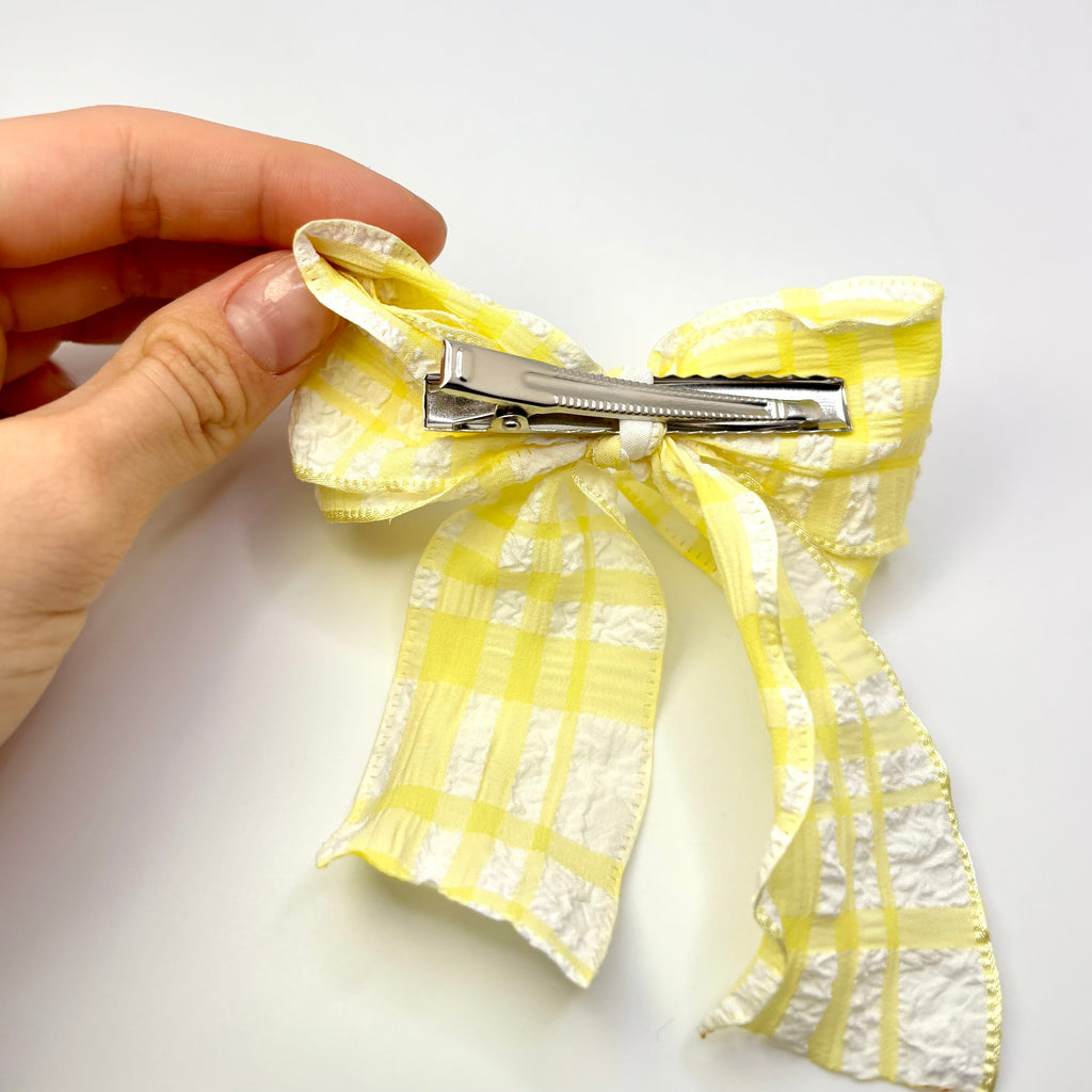 Yellow Gingham Spring Double Bow
