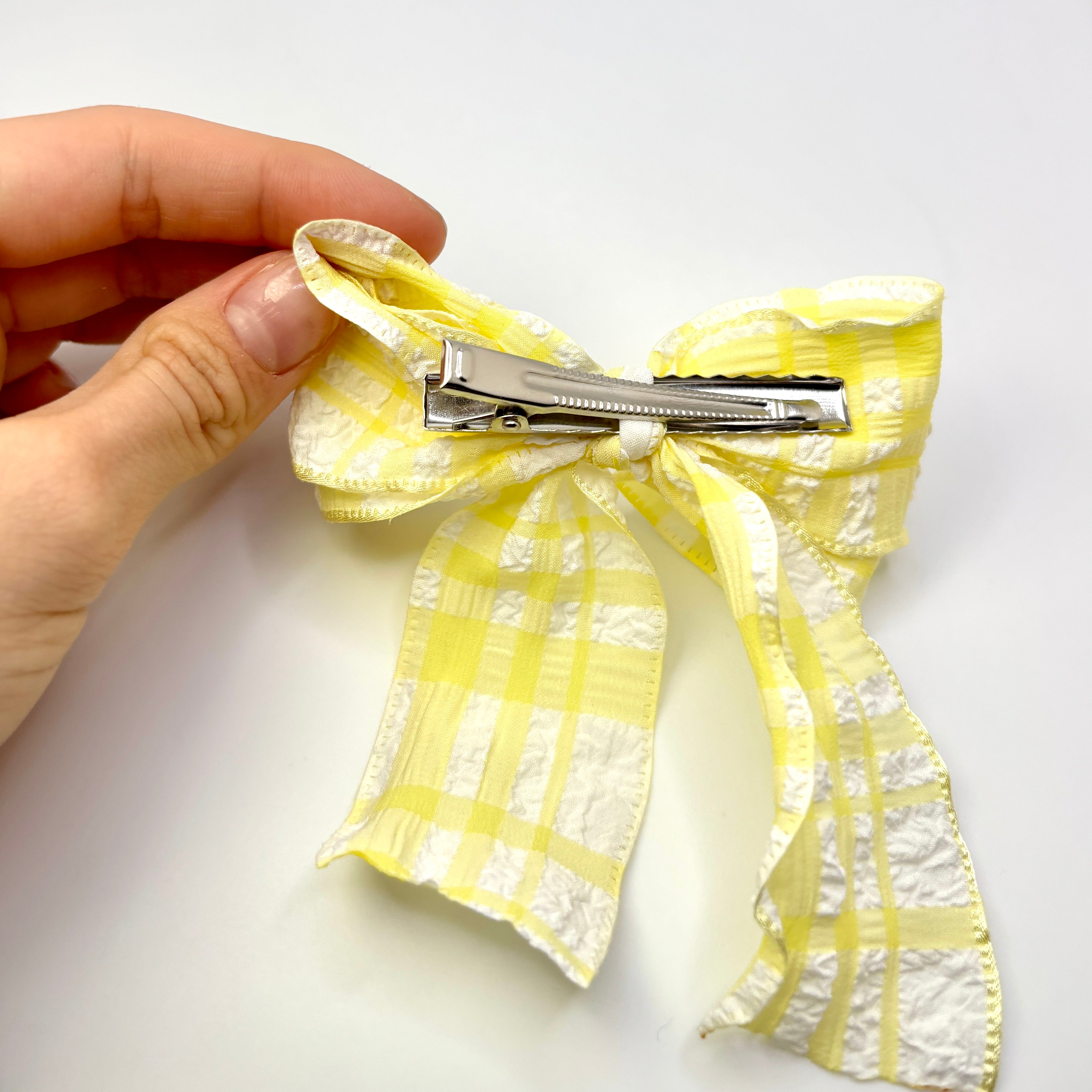 Yellow Gingham Spring Double Bow