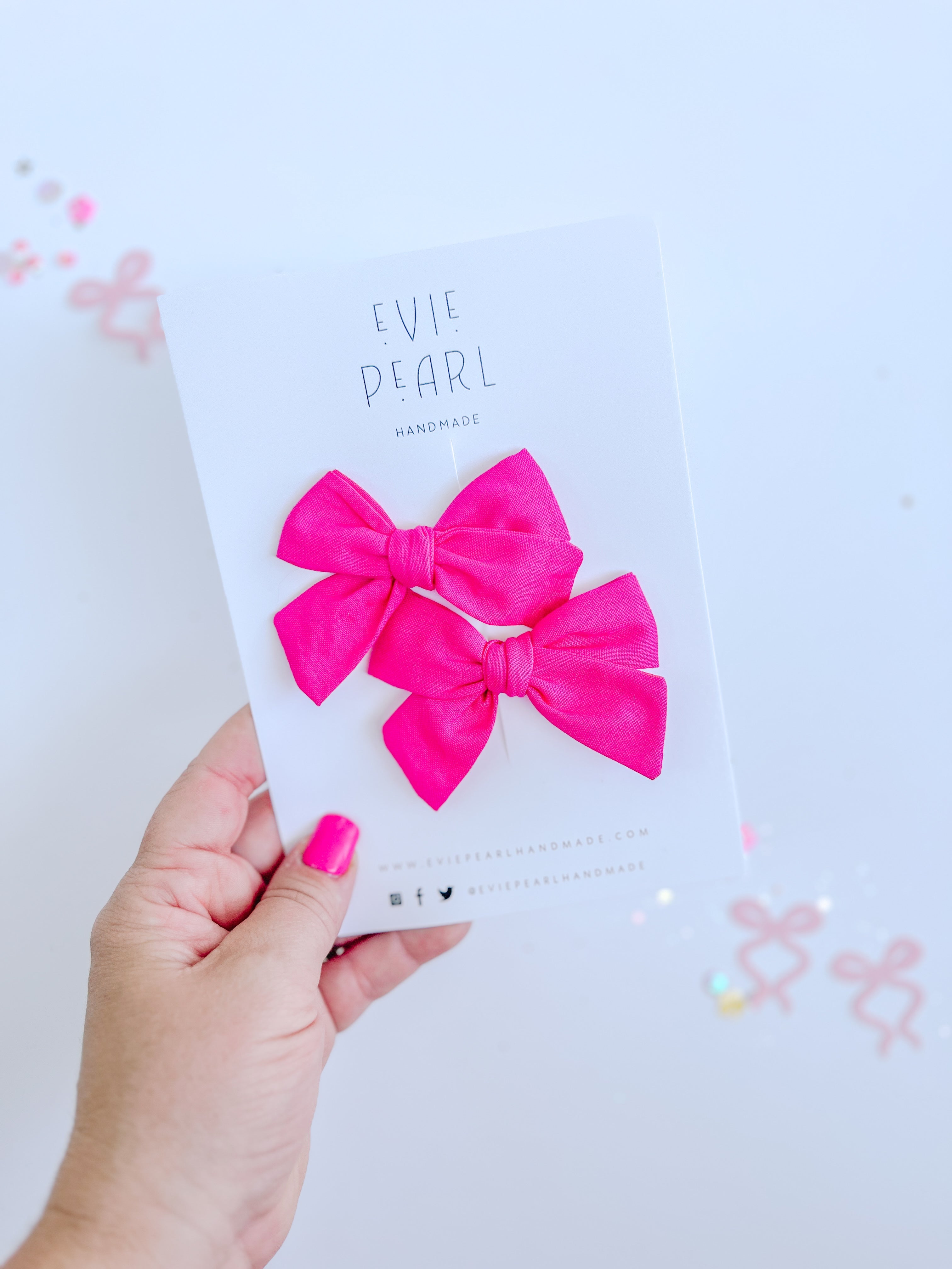 Hot Pink Mini Solid Pinwheel Pigtail Bow Set