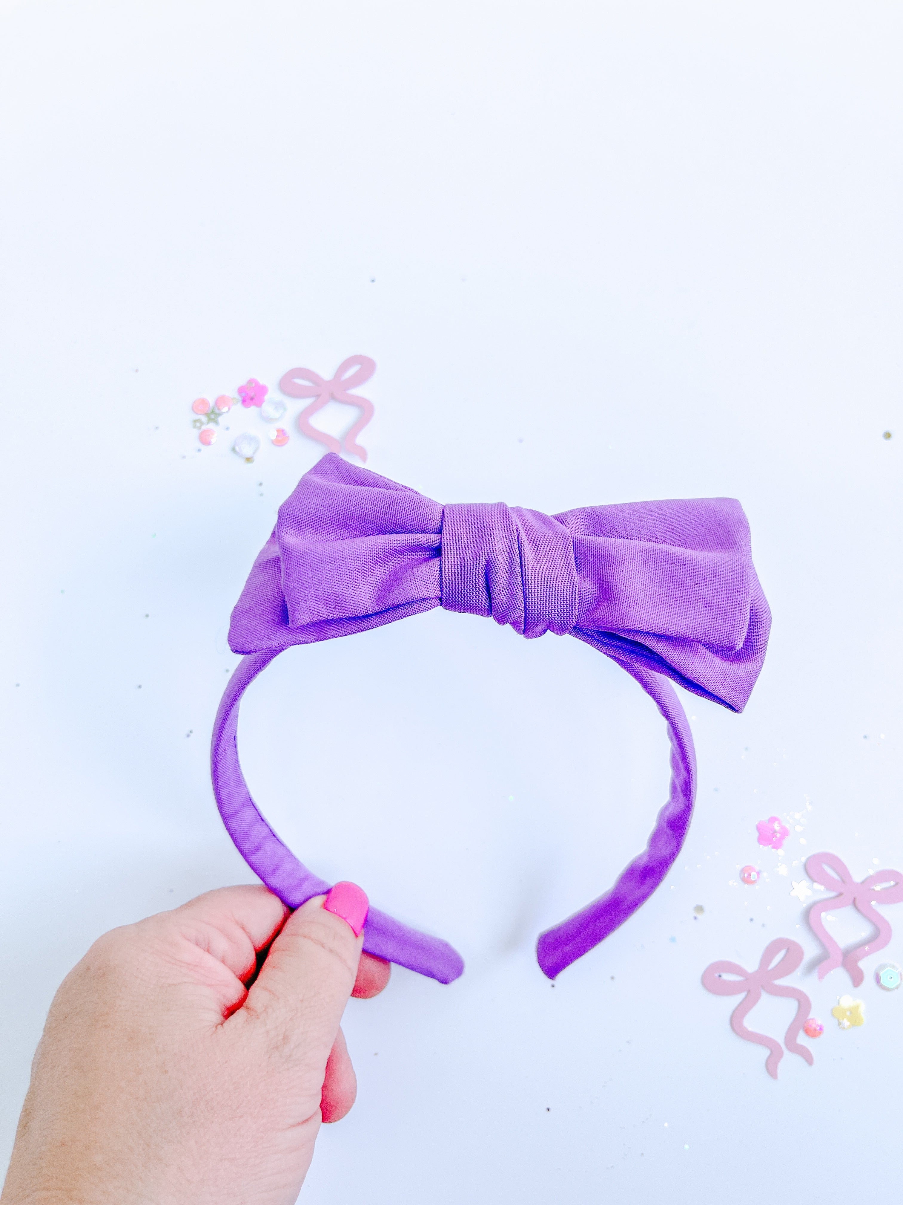 Purple Solid Bow Headband