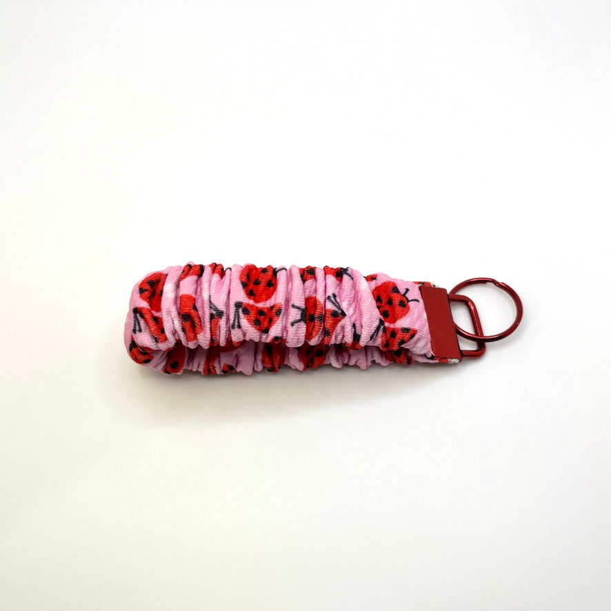Pink Ladybug Spring Scrunchie Wristlet