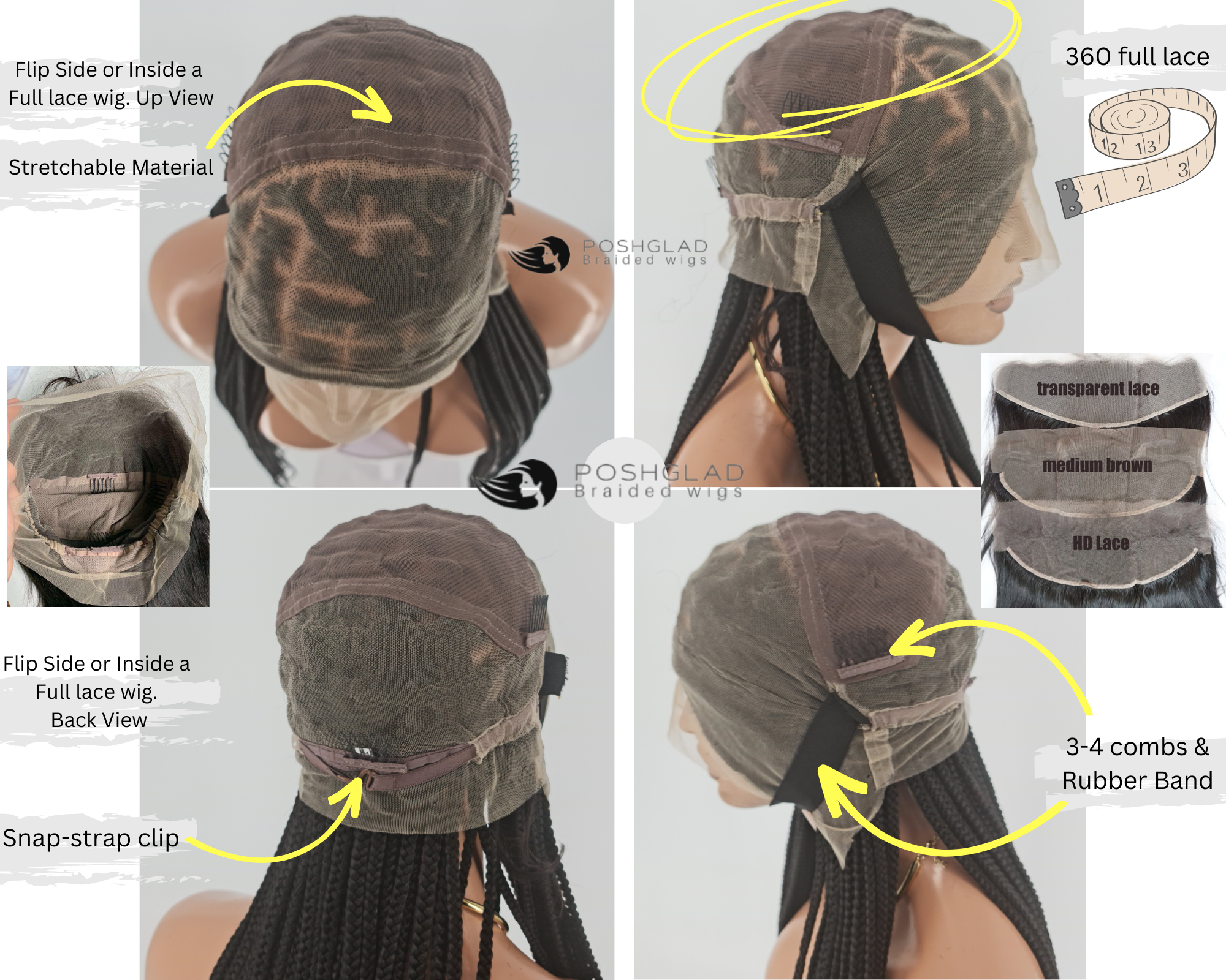 Knotless Braid Wig (Full Lace Custom Color) Glueless, Scalp-Looking