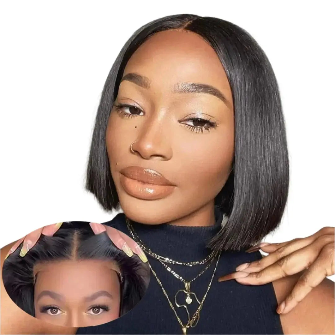 Glueless | Brazilian | Short | Bob | Human Hair | Ready To Wea | Straight r | Lace Closure Wigs