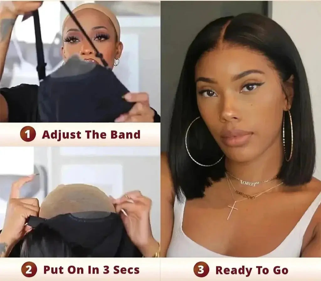Glueless | Brazilian | Short | Bob | Human Hair | Ready To Wea | Straight r | Lace Closure Wigs